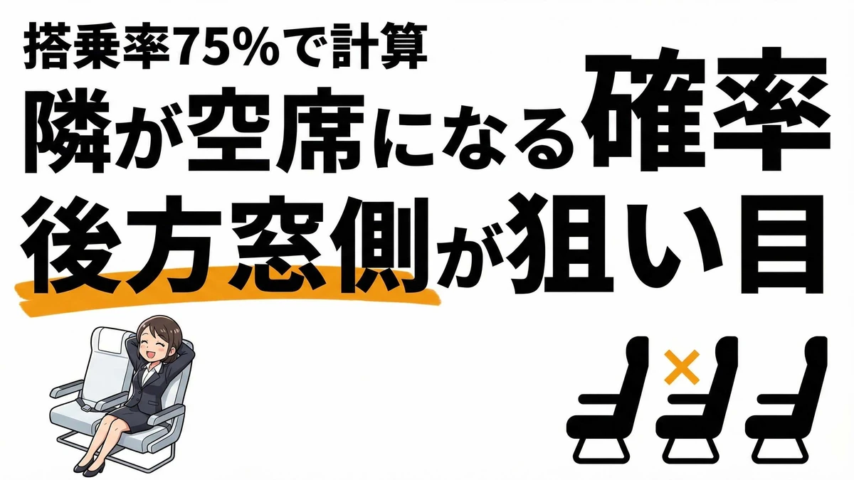 飛行機で隣が空席になる確率は約20〜50%！後方の窓側・通路側が狙い目
