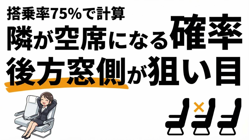 飛行機で隣が空席になる確率は約20〜50%！後方の窓側・通路側が狙い目