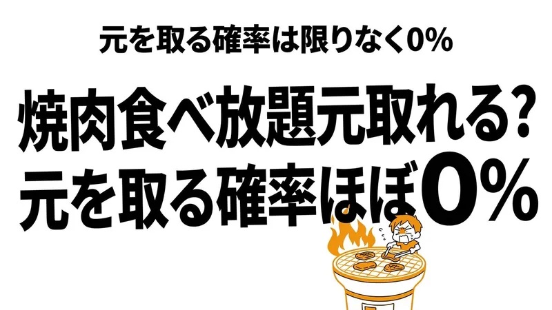 【結論】焼肉食べ放題で「元を取る」確率は何％？コスパの罠を見破る計算