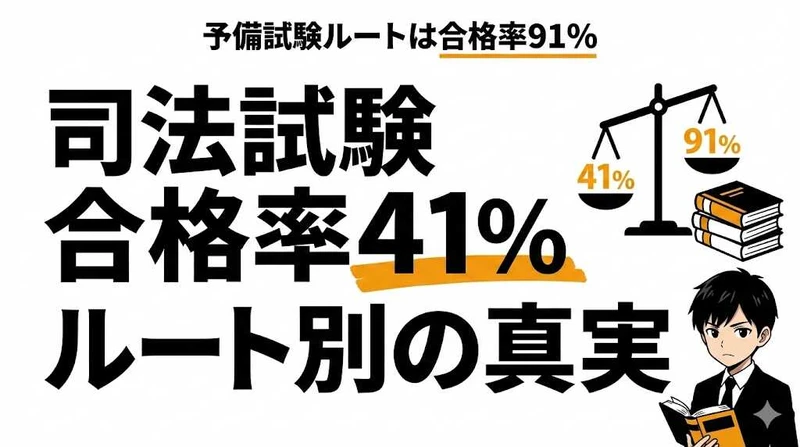 司法試験の合格率は41%！予備試験ルート91%、法科大学院ルート22%【2025年】