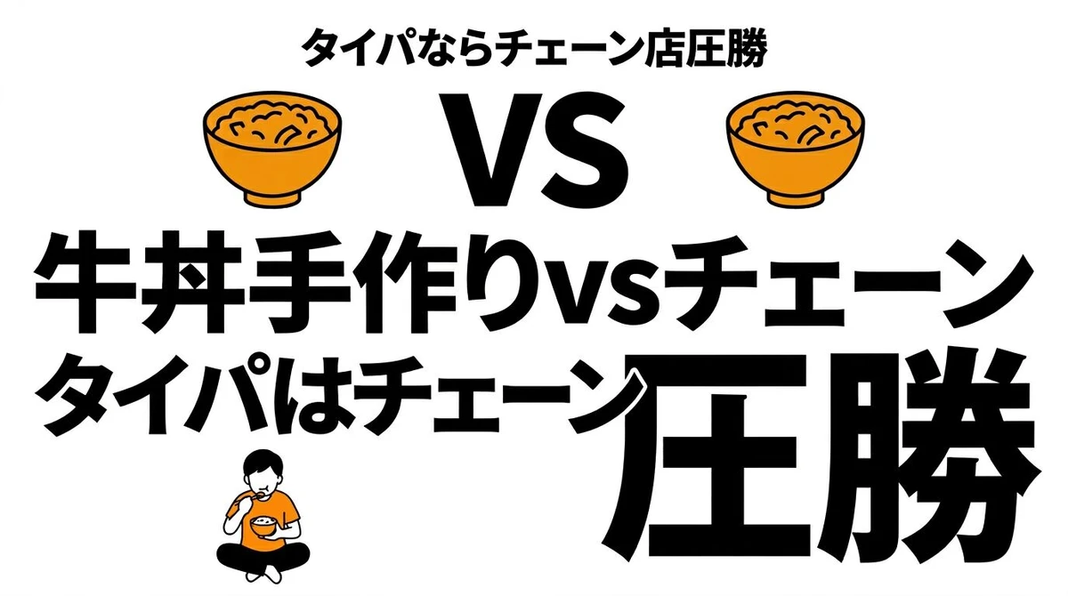 【結論】手作り牛丼とチェーン店、コスパが良いのはどっち？期待値・タイパで徹底比較
