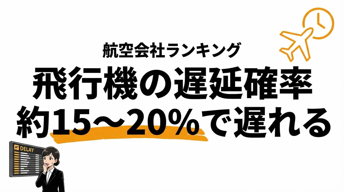 飛行機の遅延確率は約15〜20%！航空会社別ランキング【ANA・JAL・LCC比較】