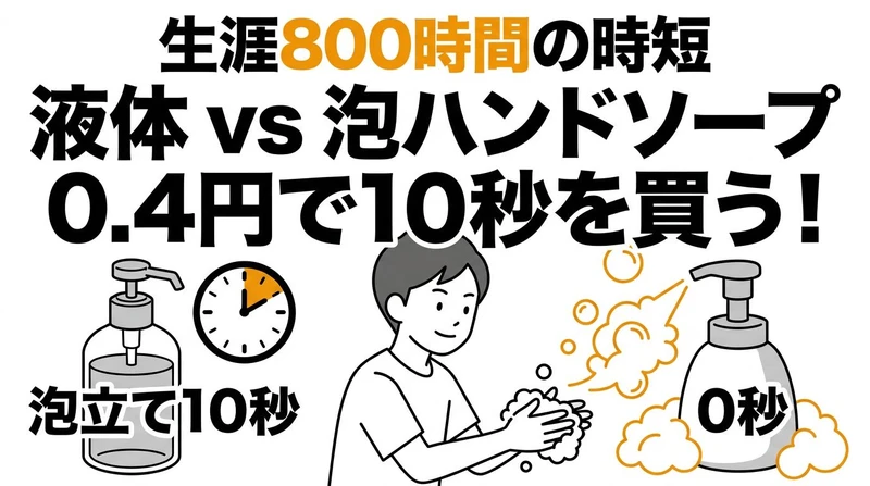 泡ハンドソープと液体、手洗いタイパが良いのはどっち？生涯800時間の差を計算
