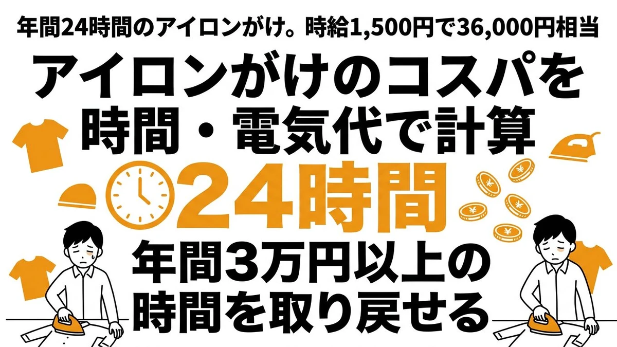 アイロンがけのコスパを時間・電気代で計算！年間24時間の価値は？