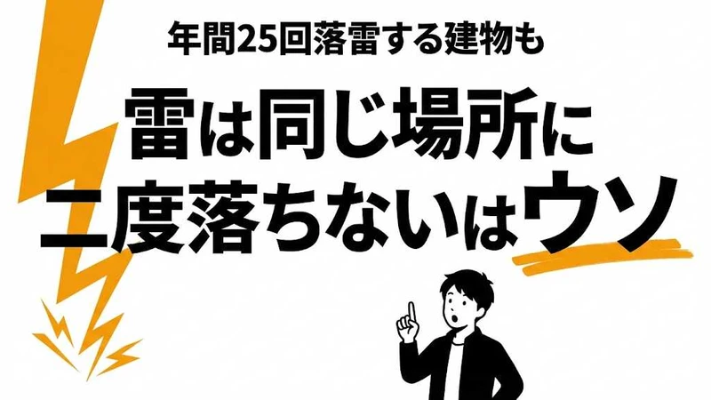 「雷は同じ場所に二度落ちない」はウソ！落雷確率の真実を解説