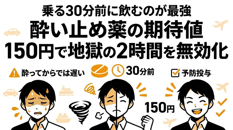 【結論】酔い止めの「予防効果」はどれくらい？車酔い・船酔いを乗り切る期待値とコスパを大調査