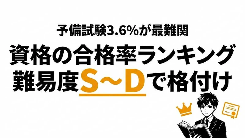 国家資格の難易度ランキング【2026年】合格率で見るS〜D格付け