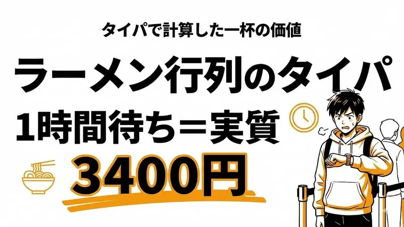 ラーメン行列のタイパは？1時間待ちで食べる一杯の実質価格を計算