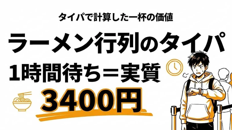 ラーメン行列のタイパは？1時間待ちで食べる一杯の実質価格を計算