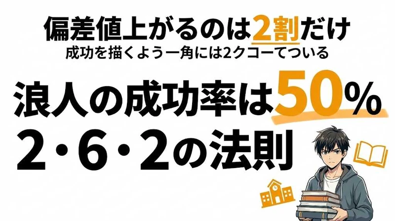 浪人の成功率は50%！偏差値が上がるのは2割だけ【データで解説】