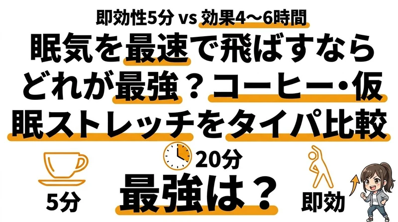 眠気を最速で飛ばすタイパ比較！コーヒー・仮眠・ストレッチどれが最強？