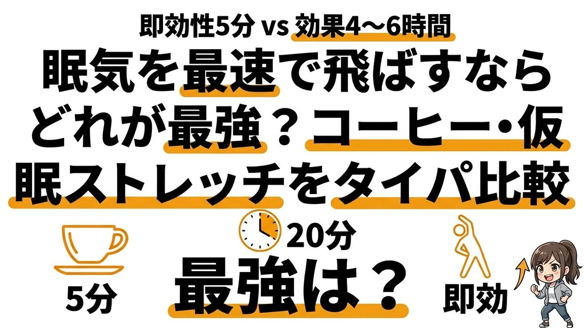 眠気を最速で飛ばすタイパ比較！コーヒー・仮眠・ストレッチどれが最強？