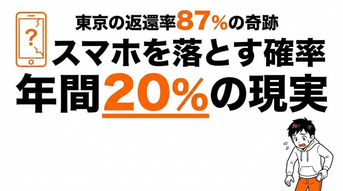 スマホを落とす確率は20%！紛失後に戻ってくる確率と対処法【統計データ】