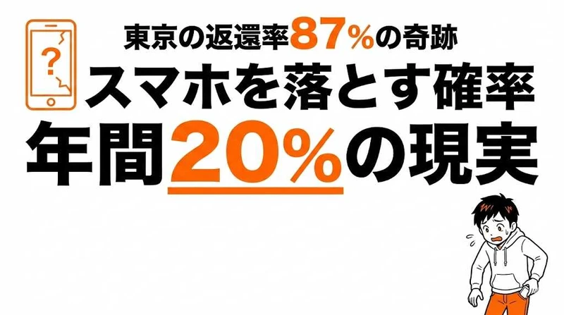 スマホを落とす確率は20%！紛失後に戻ってくる確率と対処法【統計データ】