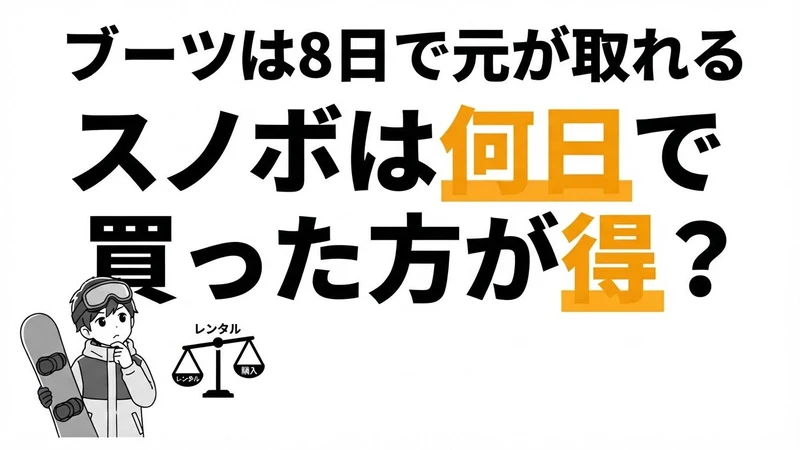 スノボはレンタルと購入どっちが得？年何日滑れば元が取れるか分岐点を計算