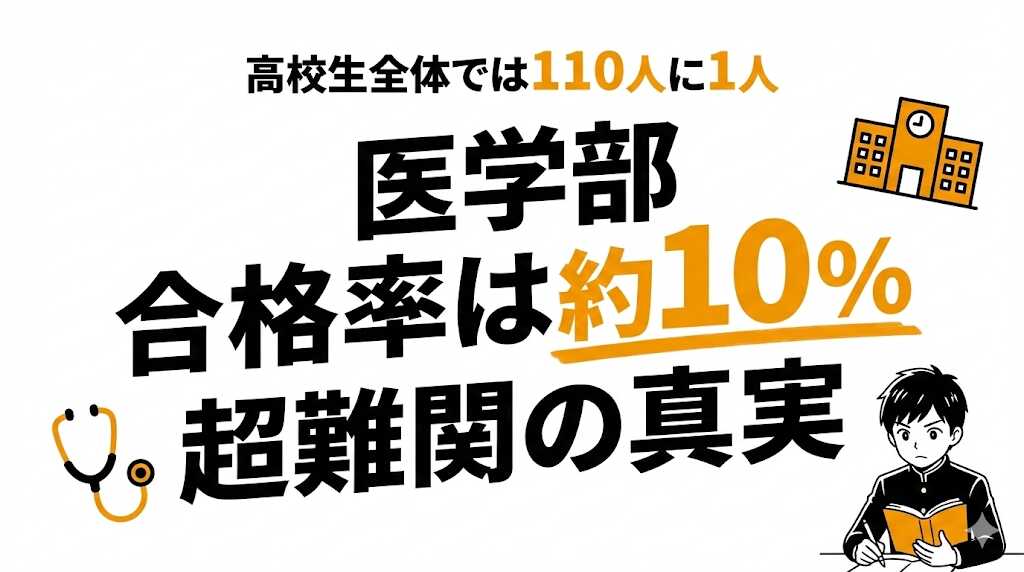 医学部合格率は約10%！高校生全体では0.9%の超難関【国公立・私立別】