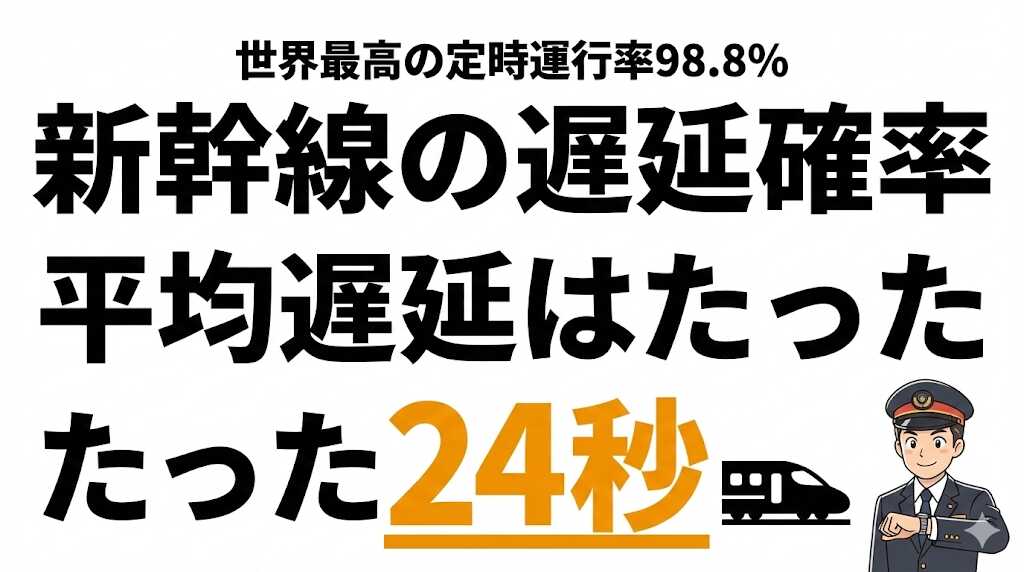 新幹線の遅延確率は約10%！平均遅延時間24秒の驚異的な定時運行率